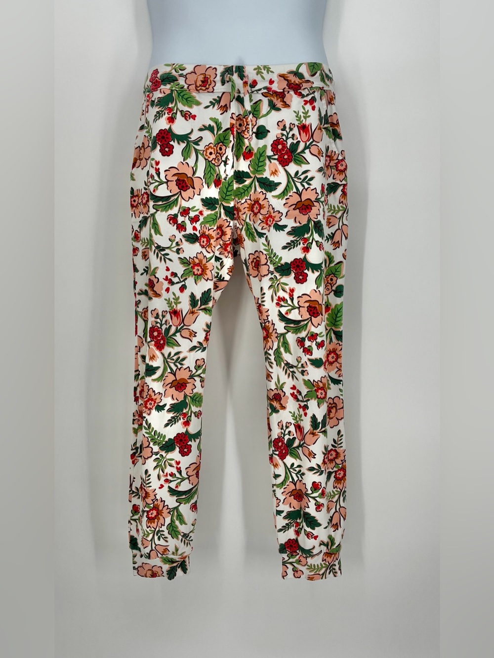 Vera Bradley Floral Pajama Jogger Pants White Pink Green Medium